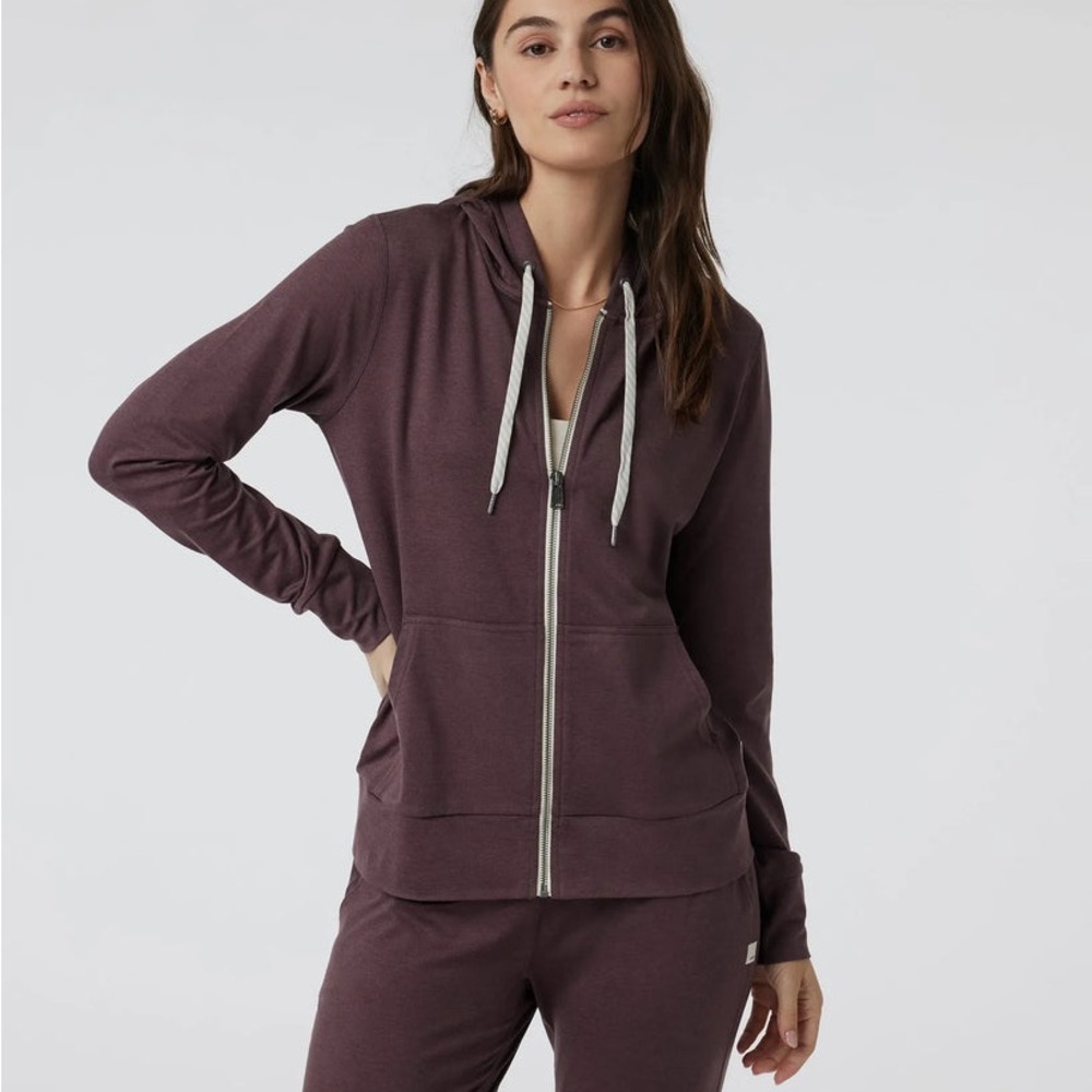 Vuori Womens Shirt Halo Performance Hoodie 2.0 - Heather Elderberry